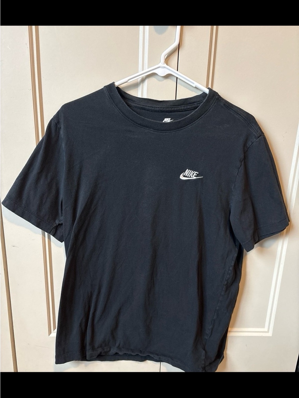 Nike Black Short-Sleeve Crewneck with White Swoosh Logo